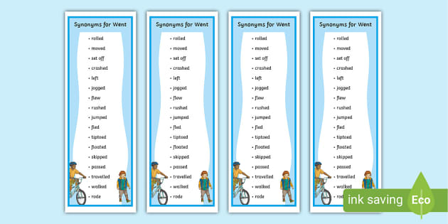 Synonyms For Went Bookmark (Teacher Made) - Twinkl