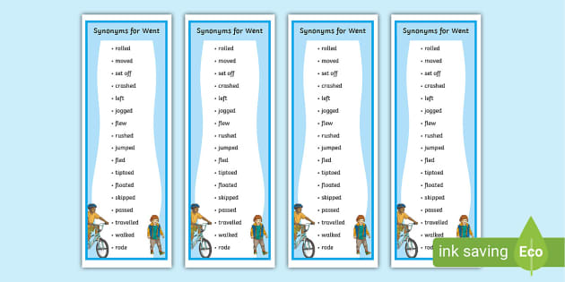 synonyms-for-went-bookmark-hecho-por-educadores-twinkl