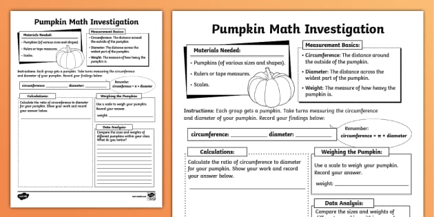 Fifth Grade Pumpkin Math STEAM Investigation (teacher made)