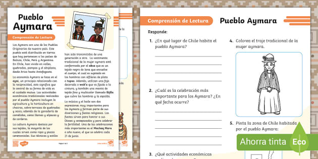 Comprensión De Lectura El Pueblo Aymara Teacher Made