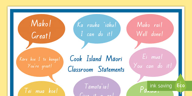 Cook Island Māori Classroom Statements Display Poster