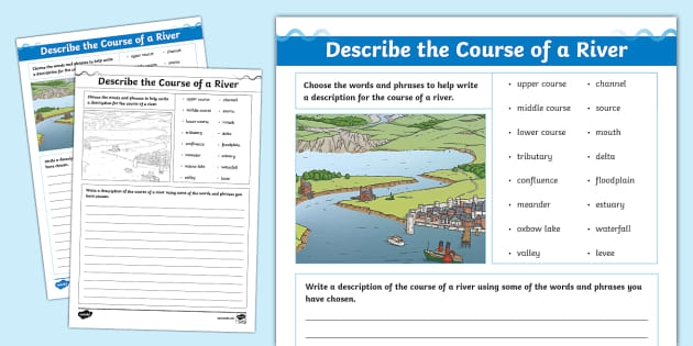 Describe the Course of a River Worksheet (Teacher-Made)