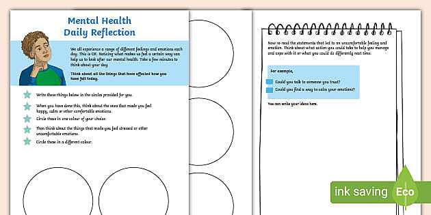 World Mental Health Day Reflection Activity KS2 Worksheet