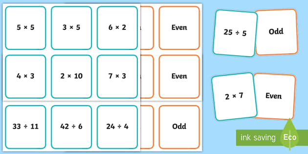 Odd and Even Number Problems Matching Cards (teacher made)
