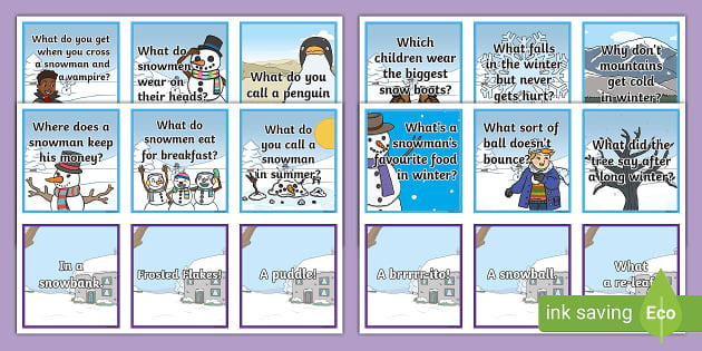 Esl Winter Jokes Matching Cards Teacher Made Twinkl