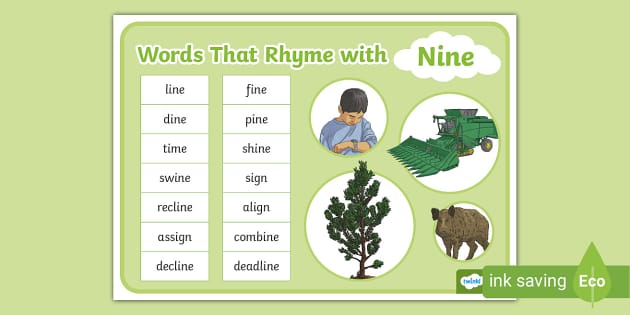 Words That Rhyme with Nine Word Mat (Teacher-Made) - Twinkl