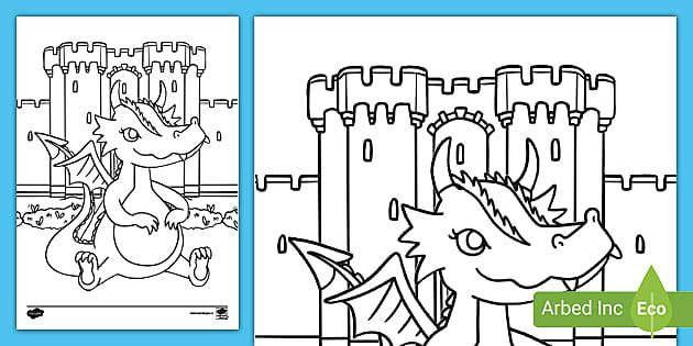 Taflen Lliwio Tanwen wrth yr Castell/Tanwen at the Castle Colouring Page