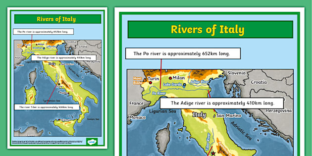 Italy Map Italian Rivers Display - T G 1719996392 Italy Map Italian Rivers Display Poster Ver 2