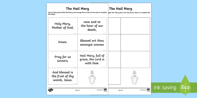 Hail Mary Fill in the blanks Worksheet / Worksheet - Twinkl