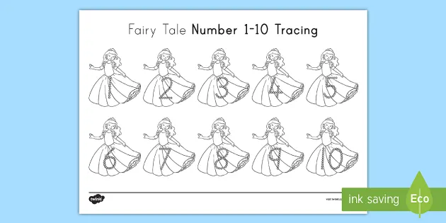 fairy tale numbers 1 10 tracing worksheet worksheet