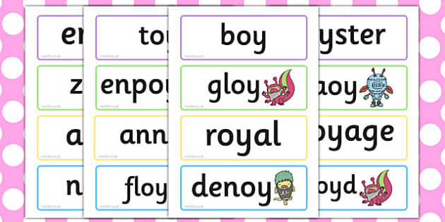 Phase 5 oy Flashcards Real And Nonsense Words Phase 5 Flashcards