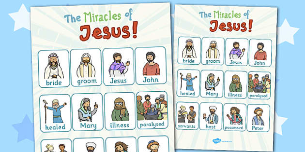 The Miracles of Jesus Bible Stories Vocabulary Poster - miracles