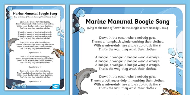 Marine Mammal Boogie Song teacher made Twinkl