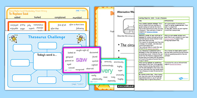 Thesaurus Search Matching Sheet (Years 3-4)