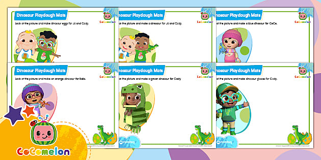 FREE CoComelon: Dinosaur Playdough Mats - Twinkl