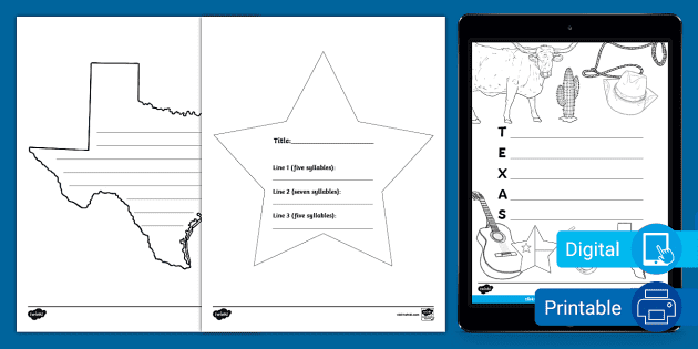 Texas Shape Poetry Writing Templates (Teacher-Made) - Twinkl