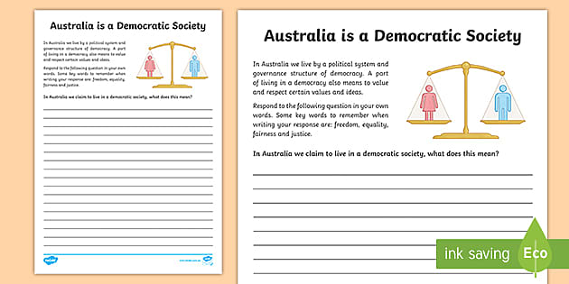 Australia Is A Democratic Society Worksheet (teacher Made)