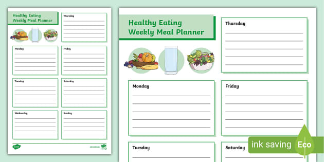 Green Healthy Weekly Meal Planner Template