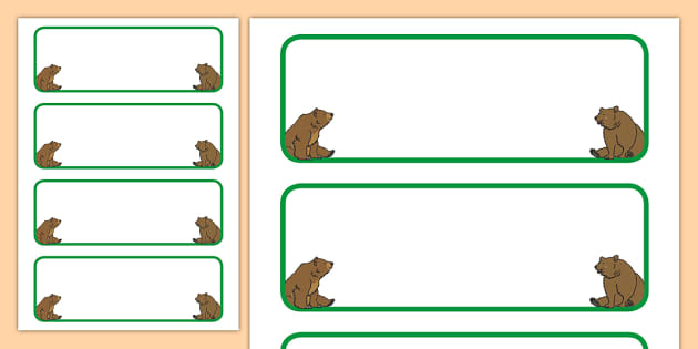 Bear Themed Editable Drawer-Peg-Name Labels (Colourful)