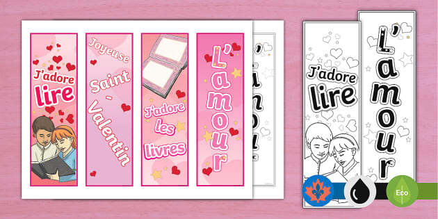 Valentine's Day Bookmarks French (teacher made) - Twinkl