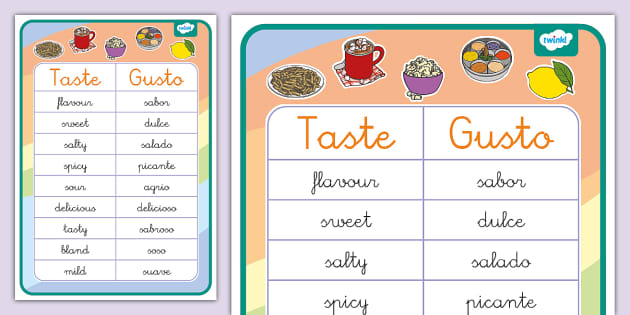 Taste Display Poster English/Spanish (Teacher-Made) - Twinkl