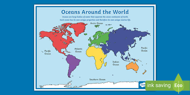 Oceans Around the World Display Poster - Twinkl