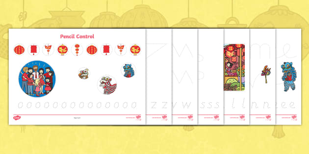 Dragons in the City: Chinese New Year Pencil Control Sheets