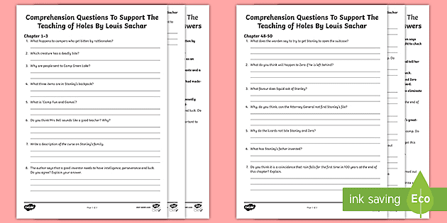 Holes Worksheets - Comprehension Questions - KS2 - Twinkl