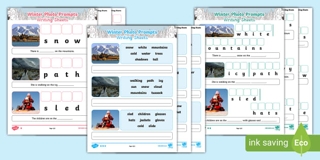 Winter Photo Prompts Writing Sheets (teacher made) - Twinkl