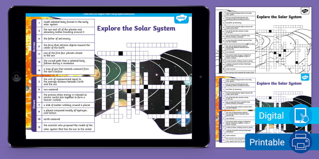 Explore the Solar System Crossword for 6th 8th Grade