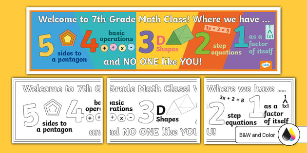 Welcome to 7th Grade Math Class Banner (teacher made)