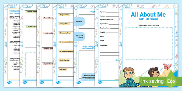 Birth to Three All About Me Baby Memory Book Template