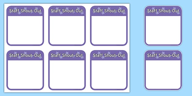 Staff Shout Out Editable Notes