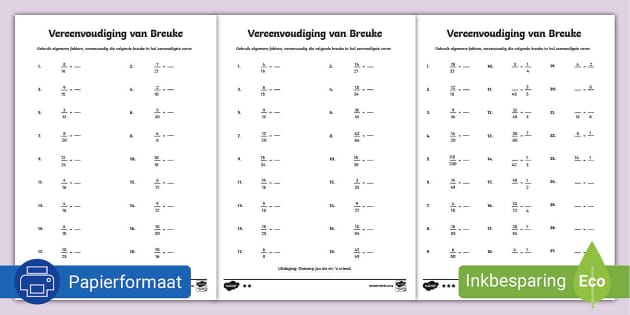 Werkkaarte Graad 4 Wiskunde Breuke Oefeninge