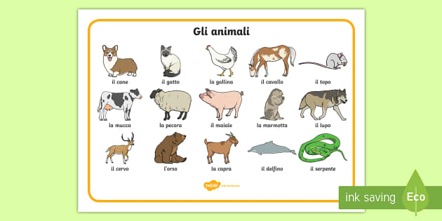 Italian Animals Word Mat - Primary Resources (teacher made)