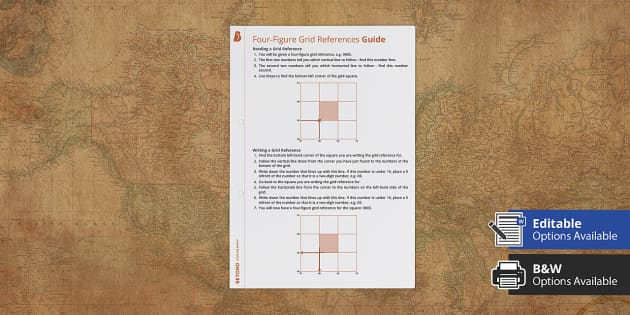 Four-Figure Grid References Guide (teacher made) - Twinkl