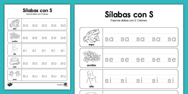 Actividad Sílabas Iniciales Con S Profesor Hizo Twinkl