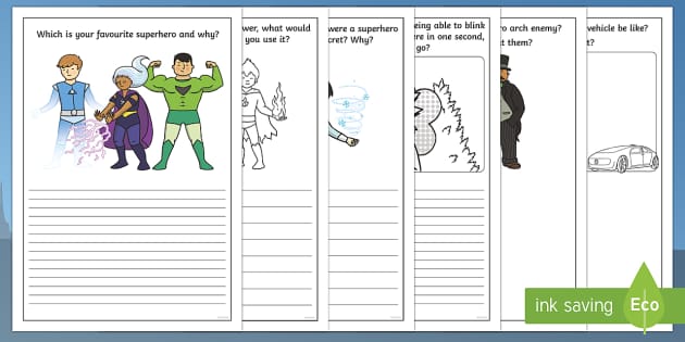 Superhero-Themed Prompt Questions Creative Writing Frames