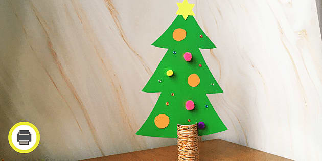 auxiliar Prehistórico Asociar Árbol de Navidad con rollo de papel higiénico - Twinkl