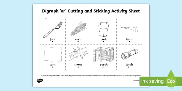 Or Digraph Cut And Stick Activity Sheet Profesor Hizo