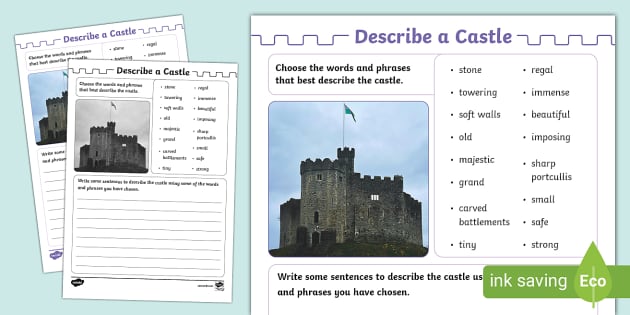 Describe the Castle Worksheet (teacher made) - Twinkl