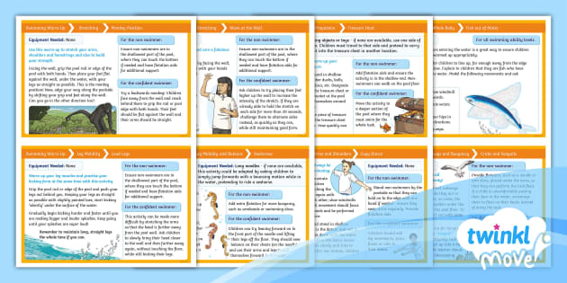 Swimming Warm-Up Cards - PE - Twinkl Swim (teacher made)