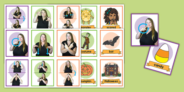 Asl Halloween Matching Cards Professor Feito Twinkl