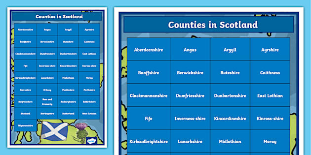 List of Counties in Scotland Display Poster (Lehrer gemacht)