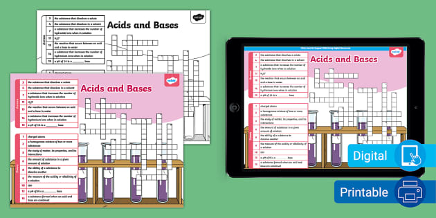 Acids and Bases Crossword for 6th 8th Grade (profesor hizo)