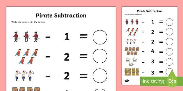 math grade worksheet 1 go /  Sheet Activity Pirate  Subtraction Pirate Worksheet