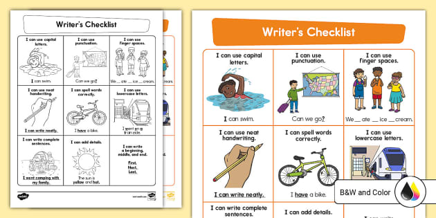 Kindergarten Writer's Checklist Poster - Twinkl