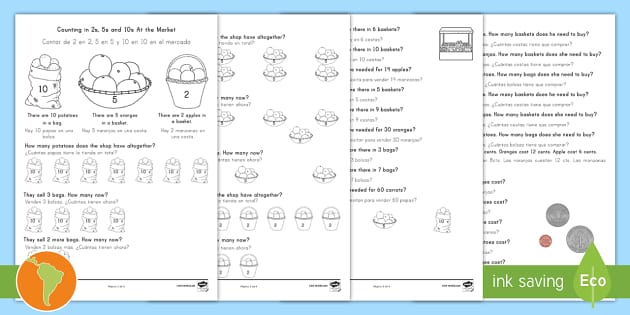 Lily Pad Counting in 2s 5s and 10s Worksheet / Worksheet Pack