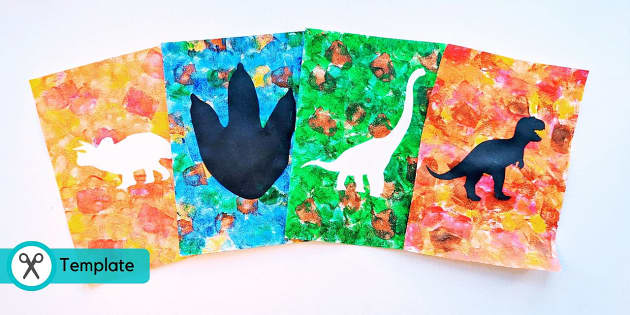 Dinosaur Silhouette Printing Art | Dinosaur Crafts - Twinkl