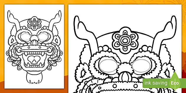 chinese dragon mask coloring page